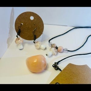 Handmade Funky cottagecore mushroom necklace ring and earrings set!